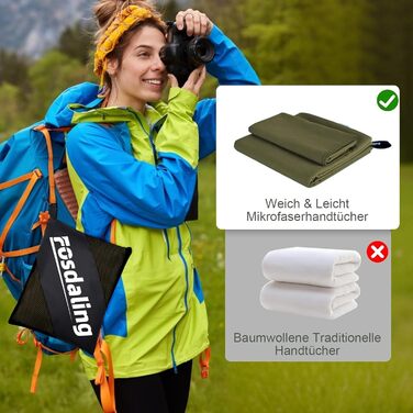 Набір рушників Damoguin 3 шт. з мікрофібри (великий 180x80 см, 2 шт. малий 80x40 см) - спортивні, пляжні, для подорожей (армійний зелений)