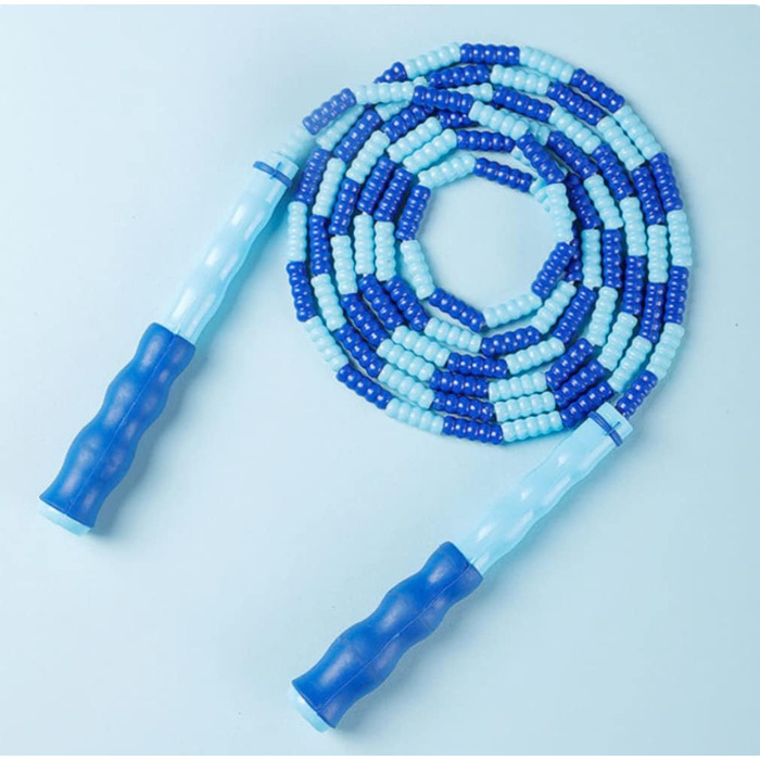 Скакалка для фітнесу Cafurty з м'якими намистинами, без спутанню, регульована довжина, 9.8 футів (блакитна)