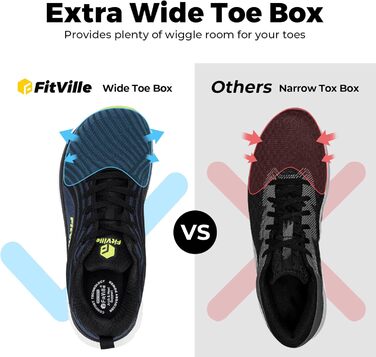 Кросівки для бігу FitVille для чоловіків, широкі (46 EU), темно-синій з чорним. Легкі, дихаючі, зручні для ходьби та джогінгу.