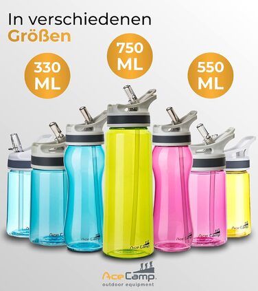 Пляшка для води AceCamp TRITAN 550 мл, спортивна, BPA-free, з подвійною кришкою, зелена, набір 2 шт.