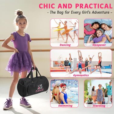 Спортивна сумка-дафл Kilofly для дівчаток: сумка для балету, танців та гімнастики, дорожня сумка на плече S1