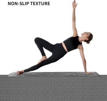 Йога мат PROIRON: неслизька фітнес-мат з розміткою для йоги, фітнесу та спорту (чорний)