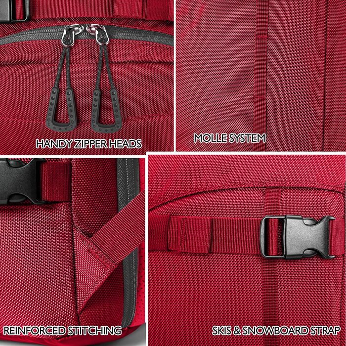 Рюкзак для гірськолижного спорту Unigear 50L/70L з відділенням для шолома (червоний, 50/70 літрів)