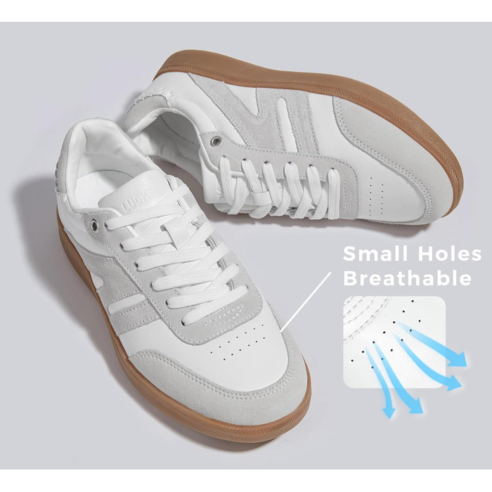 Жіночі ретро-кросівки LUCKY STEP зі шкіри для тенісу та скейтбордингу, біло-сірі, 41 EU