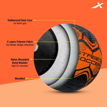 Футбол м'яч Vector X Street Soccer гумовий, машинне зшивання, для тренувань і гри, водостійкий, для юнаків і дорослих, для вулиці та залу
