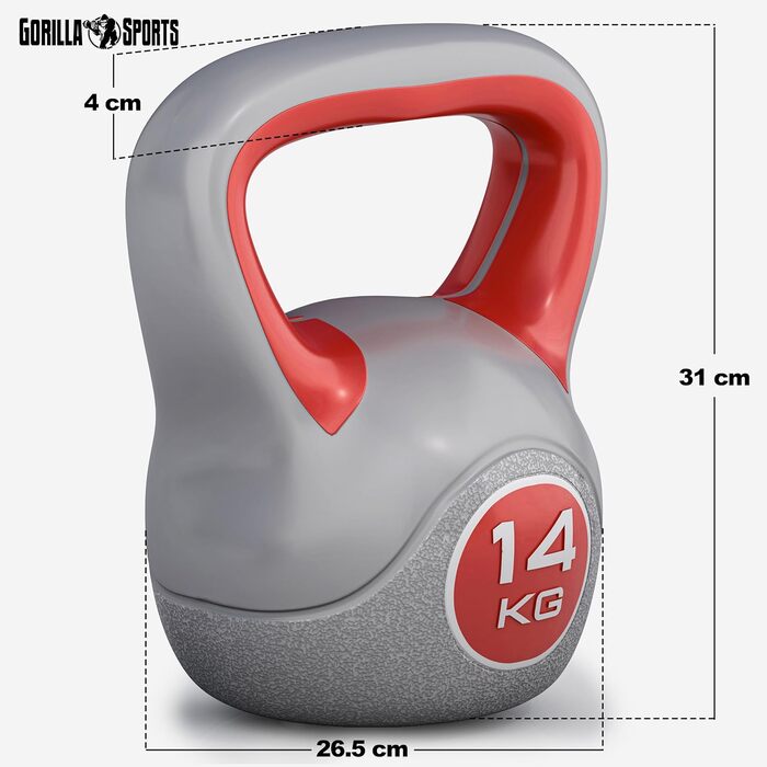 Kettlebell GORILLA SPORTS з пластику, 2–20 кг, окремо чи комплект, зі/без підставки, гиря для фітнесу