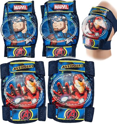 Дитячий велосипедний комплект безпеки Avengers: шолом, рукавички, наколінники та налокітники, розмір 52, 7 предметів