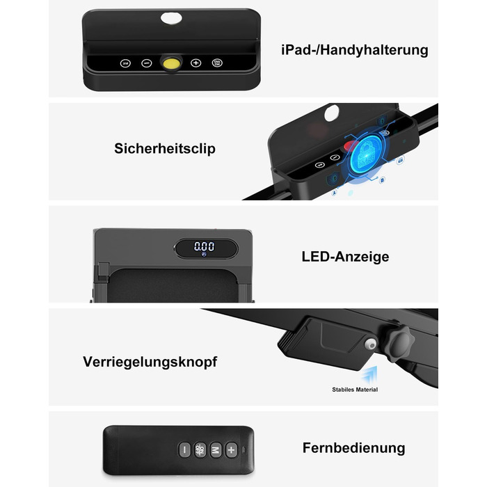 Walking Pad Dskeuzeew: Бігова доріжка з нахилом 7% для дому. 4-в-1, чорний