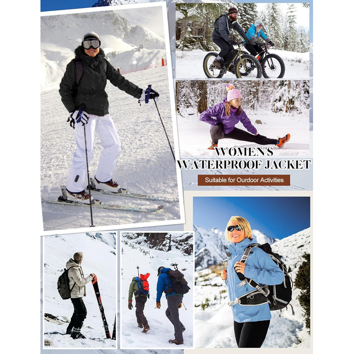Водонепроникна зимова куртка Voqeen для жінок. Тепла флісова снігозахисна куртка для катання на лижах, вітронепроникна, дихаюча, з капюшоном. Розмір M, колір персиковий.