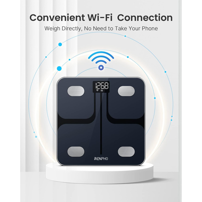 RENPHO Розумні ваги для аналізу складу тіла, цифрові Wi-Fi/Bluetooth ваги, персональні ваги з вимірюванням ІМТ, додаток для фітнесу, технологія Step-On