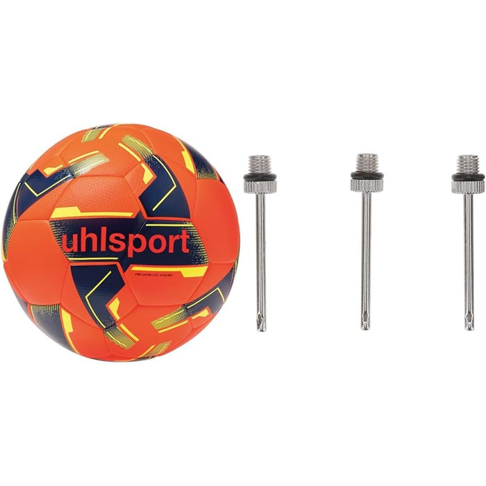 Дитячий футбольний м'яч Uhlsport 290 Ultra LITE Synergy, розмір 4, для гри та тренувань, до 10 років, помаранчево-синій, з набором голок для накачування