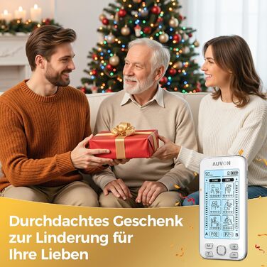 AUVON TENS/EMS масажер для тіла: 24 режими, 10 електродів, зняття болю, терапія, білий