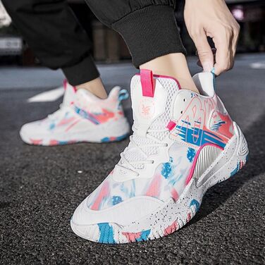 Кросівки для баскетболу та прогулянок, унісекс, легкі, з антиковзаючою підошвою (білий, рожевий, 41 EU, вузька колодка)