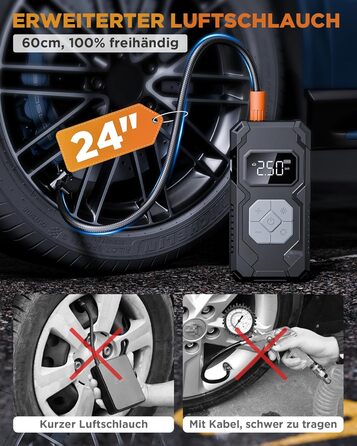 Електричний компресор для шин 150 PSI: насос для авто, велосипеда, мотоцикла, м'ячів (сірий)