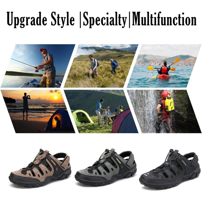 Чоловічі та жіночі сандалі SAGUARO: зручні, дихаючі, для активного відпочинку, туризму та трекінгу, чорного кольору, 46 EU