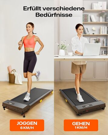 UREVO Walking Pad - біговий килимок з регулюванням нахилу 9%, тихий, з амортизацією, 2.5 к.с., для дому/офісу, з пультом, без монтажу, чорний