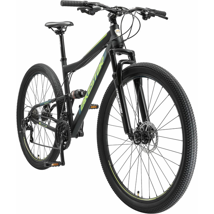 Гірський велосипед BIKESTAR, повністю амортизований, Shimano 21 швидкість, дискові гальма, колеса 26/27.5/29 дюймів, рама 15/17/19 дюймів, MTB