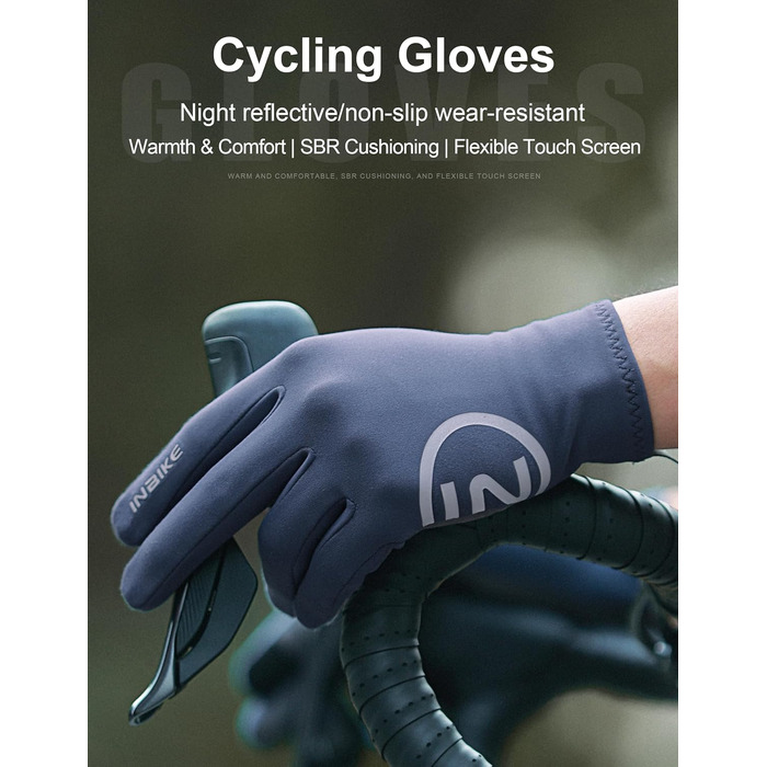 Велосипедні рукавички Inbike MTB зимові, 2 пальці, сенсорний екран, теплі, вітронепроникні, дихаючі, антиковзні, для велоспорту, лиж, катання на сноуборді, IHC701 (Синій, XL)