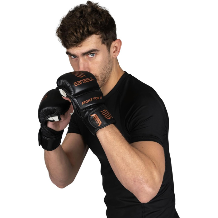 Рукавички для MMA Sanabul Essential 7oz Чорно-срібні (L-XL) - для спарингу та тренувань