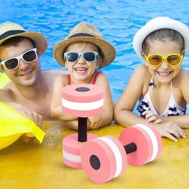 Водні гантелі для аквафітнесу 2 шт. (рожеві) - для аквааеробіки, водного бігу, фітнесу в басейні для жінок та чоловіків