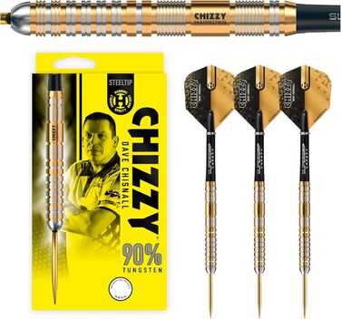 Дротики Harrows Dave Chizzy Chisnall 90% вольфраму, сталевий наконечник, професійний сет, 23г, Supergrip-держачі, 100 мікрон Chizzy-пір'я