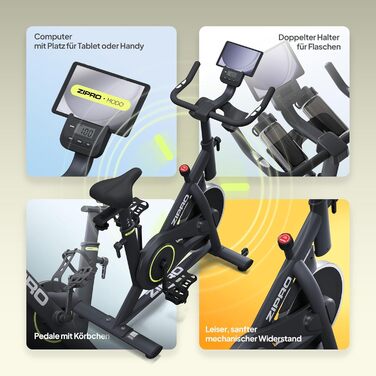 ZIPRO Hometrainer: велотренажер для дому з екраном та мобільною програмою. Стаціонарний велоергометр, до 120 кг, Cardio Fitness