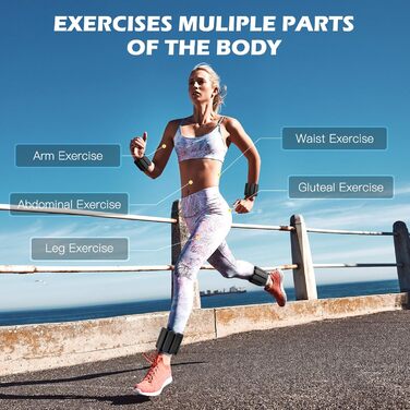 Набір манжет для ніг та зап'ясть Jueachy 1 кг (2 шт. по 0.5 кг) - для фітнесу, йоги, аеробіки, пілатесу. Чорний колір