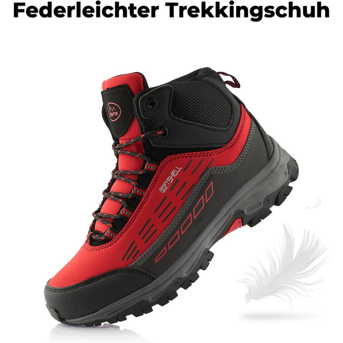 Черевики для піших прогулянок для жінок та чоловіків, водонепроникні зимові черевики (36 EU, червоний, чорний)