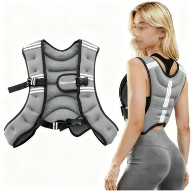 Вага для тренувань (вага жилет) 3 кг / 5 кг з світловідбиваючими смугами та регульованими ременями, сірий