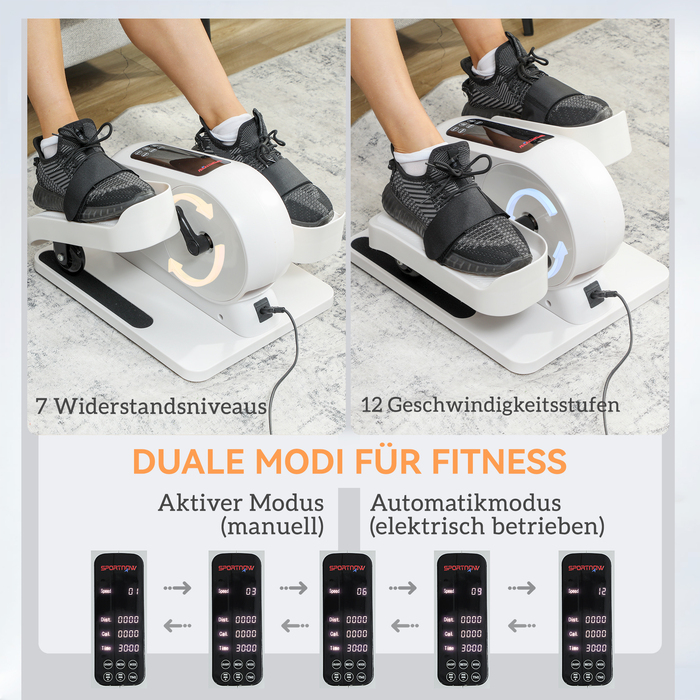 Компактний еліптичний тренажер SPORTNOW для дому під стіл. Електричний крос-тренажер з 12 рівнями швидкості та 7 рівнями опору.