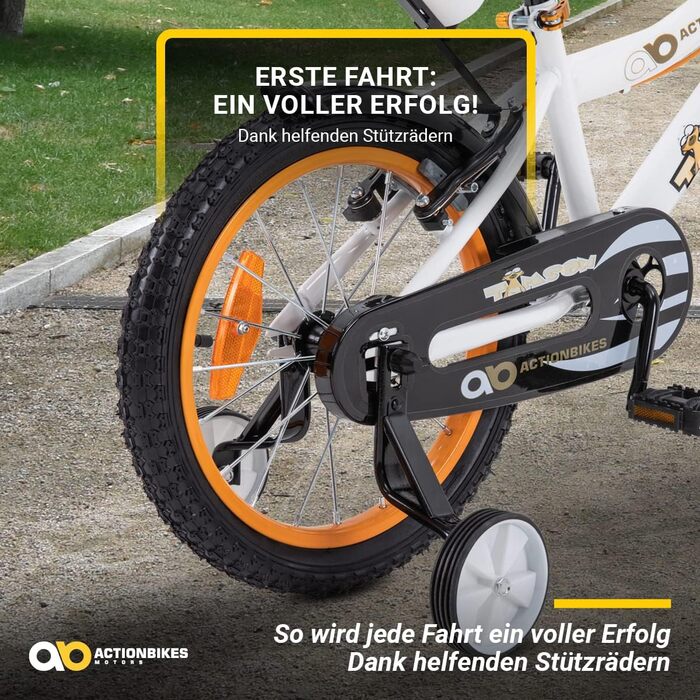 Дитячий велосипед Actionbikes Timson 16 дюймів, V-Brake, з крилами, для хлопчиків і дівчаток, від 2 до 9 років