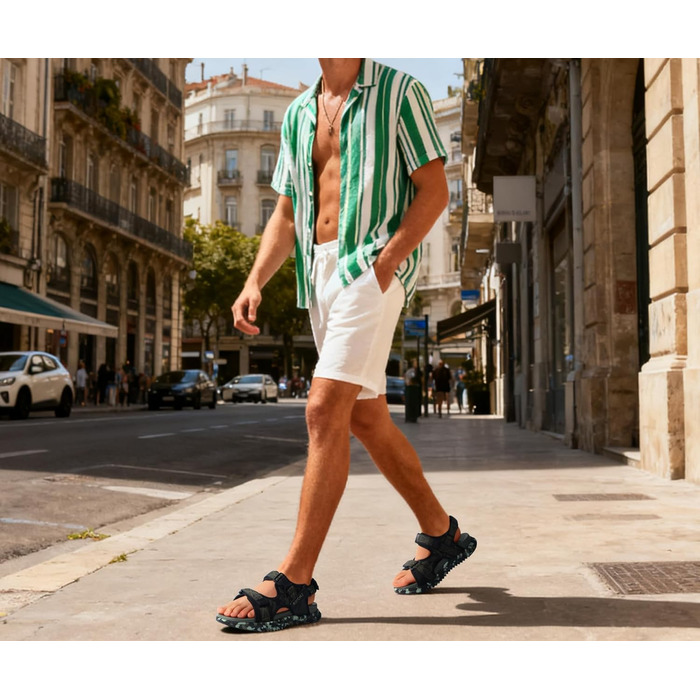 Чоловічі сандалі Oncaі Wandersandalen: ортопедичні трекінгові сандалі для відновлення, пляжу та спорту, зелений камуфляж, розмір 47 EU