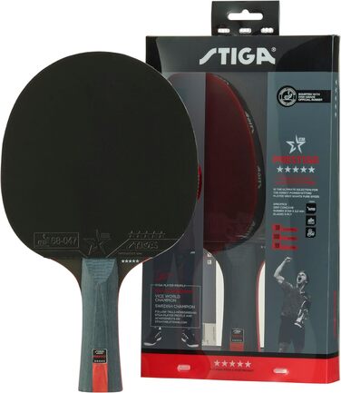 Тенісний ракетка STIGA Prestige 5-Star – професійна пінг-понгова ракетка з ITTF-сертифікованим покриттям, губкою 2.0 мм та технологією WRB – зручна ручка