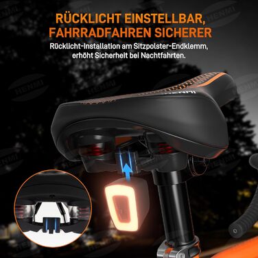 Велосипедне сідло HENMI для чоловіків та жінок: м'яке, комфортне, дихаюче, з амортизацією та ергономічним дизайном. Підходить для гірського, трекінгового та шосейного велосипедів. Гелеве сідло з підвіскою, з візерунком.