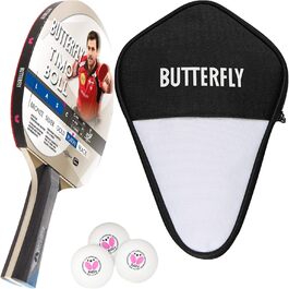 Професійна ракетка для настільного тенісу Butterfly Timo Boll Platin з анатомічною ручкою, ITTF сертифікований наклад Pan Asia, кейс і 3 м'ячі в комплекті