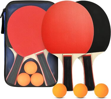 Набір для настільного тенісу Flintronic: 2 ракетки + 3 м'ячі, з сумкою для початківців та професіоналів (#2 Upgrade Black)