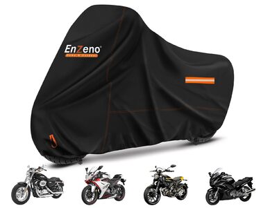 Водонепроникний чохол для мотоцикла Enzeno (246x105x125 см), захисний тент з тканини 600D Oxford, стійкий до UV-променів та вітру, для мопедів та скутерів
