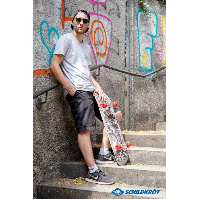 Скейтборд Schildkröt Kicker 31', повний комплект для початківців, конкавна дека з подвійним кік-тайлом, 9-шарова канадська береза, підшипники ABEC5, модель Phantom