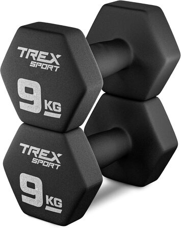 Набір неопренових гантелей TREX SPORT 2 x 9 кг для жінок і чоловіків, комплект 2 шт. (від 4 до 20 кг)