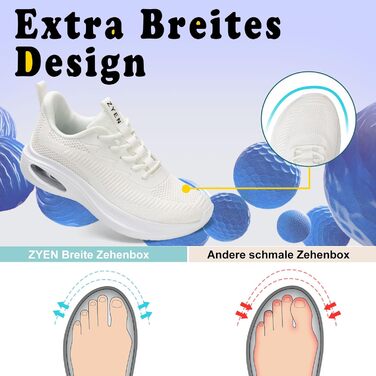 Жіночі кросівки ZYEN для широкої стопи, спортивні, дихаючі, легкі та зручні, для занять у спортзалі, білого кольору, розмір 36 EU