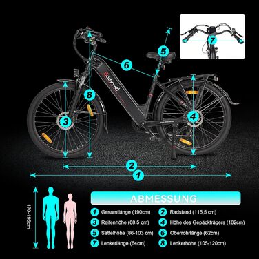 Електровелосипед Bodywel A275 27,5'' 250W/36V 15,6Ah, Bluetooth, гідравлічні гальма, для чоловіків і жінок, запас ходу 70-100 км