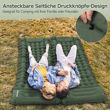 Килимок туристичний самонадувний HAUSPROFI, Ultraleicht, для кемпінгу, з помпою та подушкою, армійний камуфляж