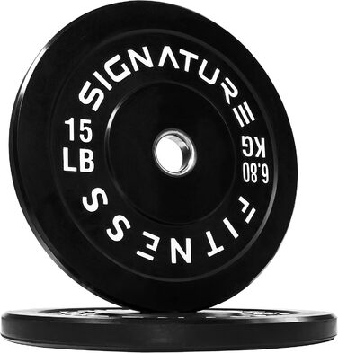 Олімпійські диски Signature Fitness 5,1 см зі сталевою втулкою, чорні, 6,8 кг, пара або набір