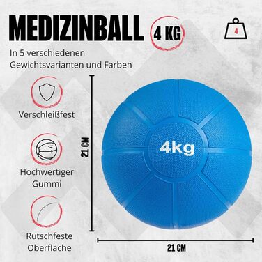 Медичний м'яч Matchu Sports з цільної гуми, 1-5 кг