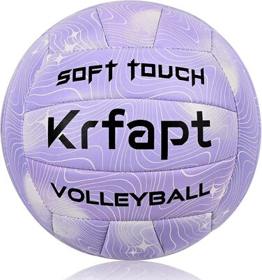 Волейбольний м'яч Krfapt 5 розміру, офіційний, Soft Touch – для тренувань та гри на вулиці/в приміщенні, водонепроникний, з дизайном Ripples (Blue/Purple/Pink)