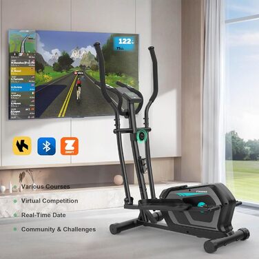 Еліптичний тренажер Neezee з Bluetooth, LCD-монітором, датчиком пульсу та 16 рівнями опору