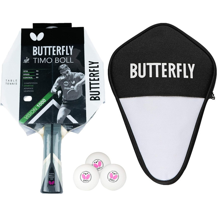 Настільна ракетка Butterfly Timo Boll Vision 1000, ITTF, для професійних гравців, конкавна ручка, накладка Pan Asia