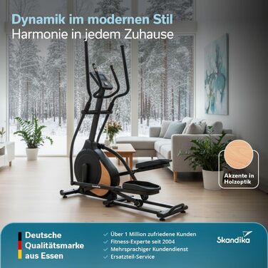 Еліптичний тренажер Skandika Crosstrainer Carbon P18: 32 рівні опору, 13 програм, LCD дисплей, сумісність з додатком, до 135 кг