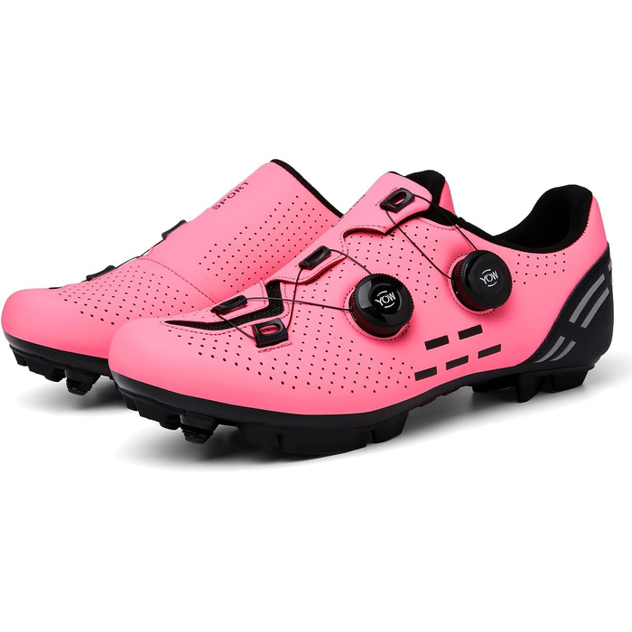 Велосипедні черевики для чоловіків: MTB, шосе, маунтінбайк, Radschuhe з системою кріплення 2-х педалей та пряжкою. Колір: зелений, рожевий (41 EU)