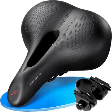 Велосипедне сідло TECHCYC з Memory Foam: комфортне, дихаюче, амортизуюче. Ергономічне сідло з підвіскою для чоловіків та жінок, 3 варіанти виконання (City)